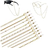 HEIDKRUEGER 10 Pieces Eyeglass Chains String Holders for Women Men Gold Link Necklace Around Neck Glasses Mask Chain Lanyard 