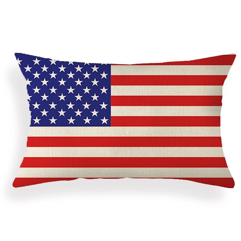 Photo 1 of American Flag Lumbar Pillow Cover 12x20 inches Independence Day Home Decorative Throw Pillow Cover Cushion Case