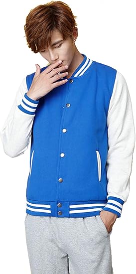 Amazon Lee Fun リー ファン スタジャン メンズ 大きいサイズ ジャケット 無地 スタジアムジャンパー ブルゾン 定番 ユニセックス 秋冬 防寒 カジュアルアウター 裏起毛 スタジャン レディース 全5色 L ブルー コート ジャケット 通販