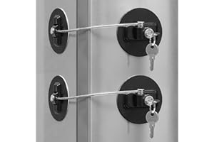 CICICO 2 Pcs High-End Full Metal Fridge Lock - Stronger and More Durable Than Plastic Locks! Keep Your Children Safe with This Refrigerator Lock for Cabinets, Drawers, and Freezers! (Pads Size:3.2 x 3.2 in)