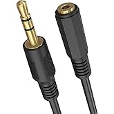 Cmple 3.5mm 1/8"" Stereo Audio Aux Headphone Cable Extension Cord Male to Female 6 Feet, Black (29793035)