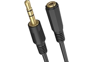 Cmple 3.5mm 1/8"" Stereo Audio Aux Headphone Cable Extension Cord Male to Female 50 Feet, Black (411-N)