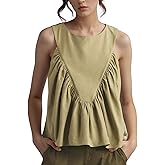 Arssm Women Peplum Babydoll Tank Tops Summer Shirred Swing Sleeveless Loose Fit Shirts Flowy Casual Tank Tops