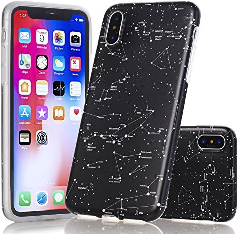 iPhone X Marble Case, Wastou Marble Pattern Slim Fit Soft Flexible TPU Matte Silicone Protective Phone Cover [Support Wireless Charging] for Apple iPhone X (2017) (Star Sign)