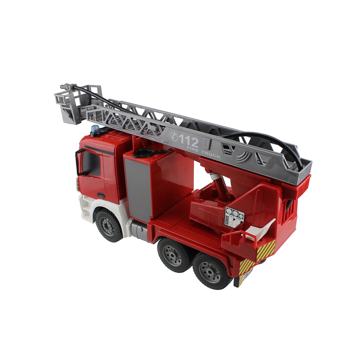 Hugine RC Fire Truck Authorized by Mercedes-Benz Antos 2.4G 9 Channel Kids Remote Control Aerial Ladder Fire Engine Truck with Lights and Sounds Toys