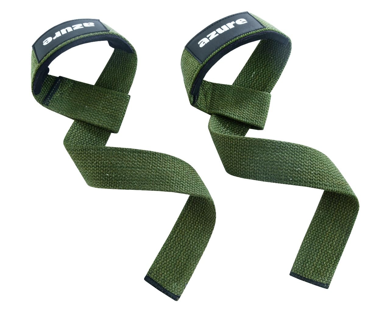 Azure Grips Weight Lifting Straps Professional, Padded Hand Gym Wrist Wraps Deadlift Heavy Duty Weightlifting Extra long length Green