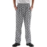 White Checkerboard Print Chef Pants 
