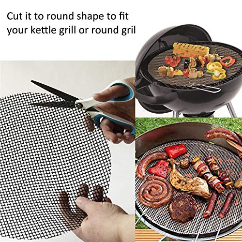 BBQ Grill Mesh Mat-Set of 5 Non-Stick Reusable Heavy Duty 13x15.75 Inch Heat Resistant Pad-Easy to Clean PTFE coated fiberglass Silicone Free FDA Approved-Suitable for Ovens and Outdoor Grills(Black) - Thumbnail 2