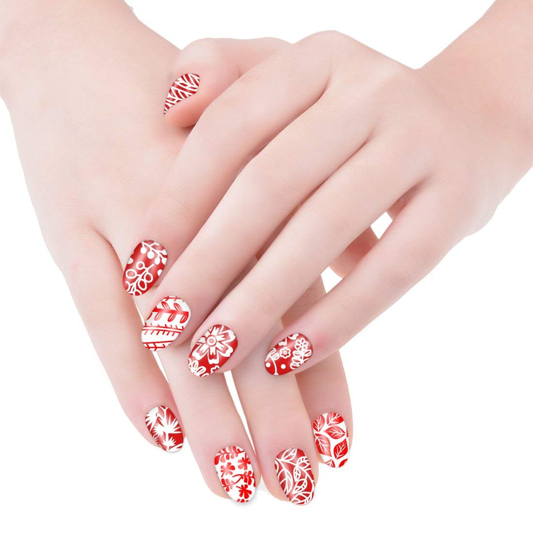Biutee 5pcs Nail Stamping Plates + 1 Stamper + 1 Scraper Lace Flower Animal Pattern Nail Art Stamp Stamping Template Image Plate Nail Art Stamper Scraper Nails Tool : Beauty