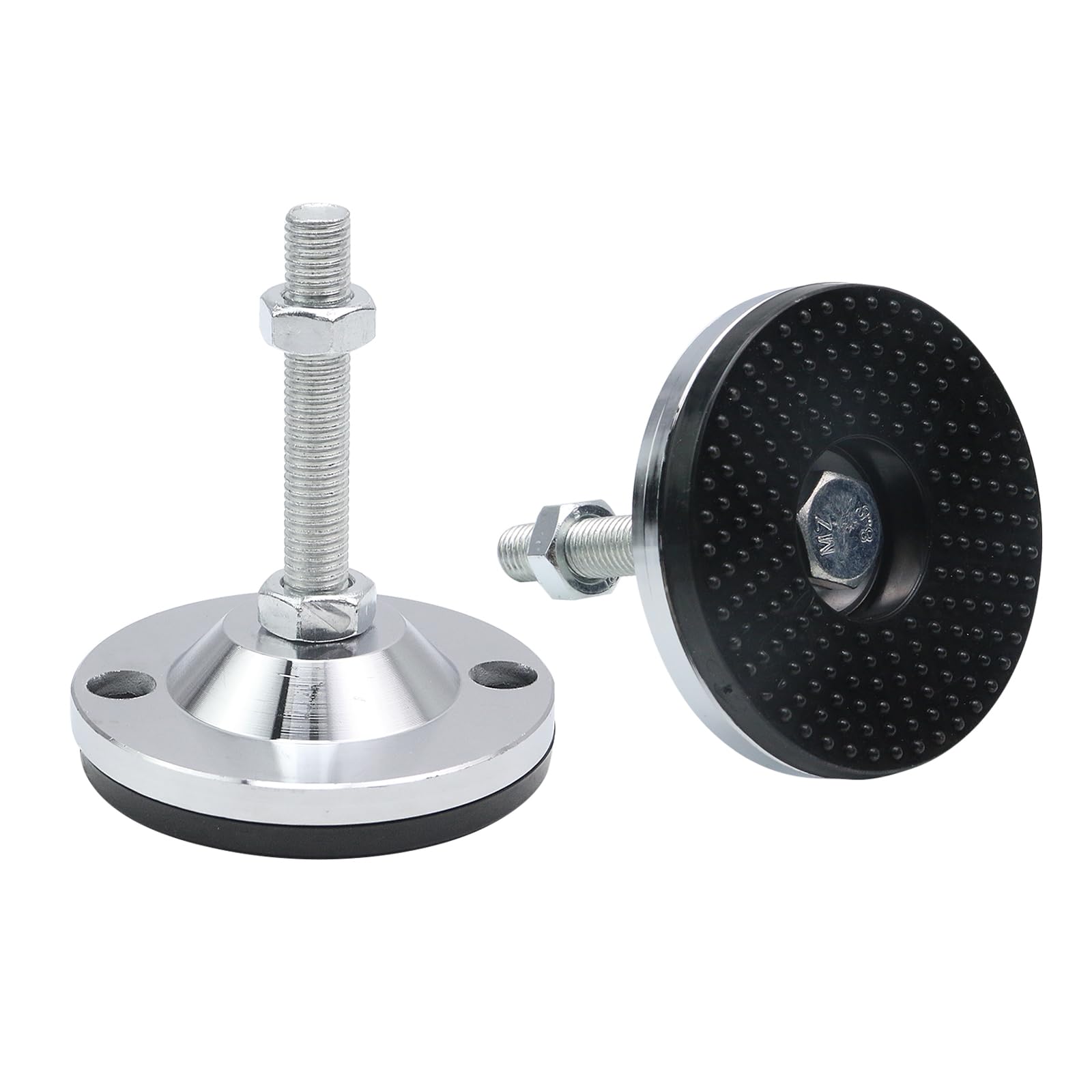Photo 1 of Mcredy Leveling Feet M14 Thread Adjustable Feet Levelers Carbon Steel Black Silver 1100LB Capacity Leveling Feet Heavy Duty D100xM14x100 Pack of 2