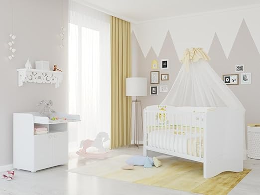 Polini Kids Kinderzimmer Simple Kinderbett mit Wickelkommode weiß