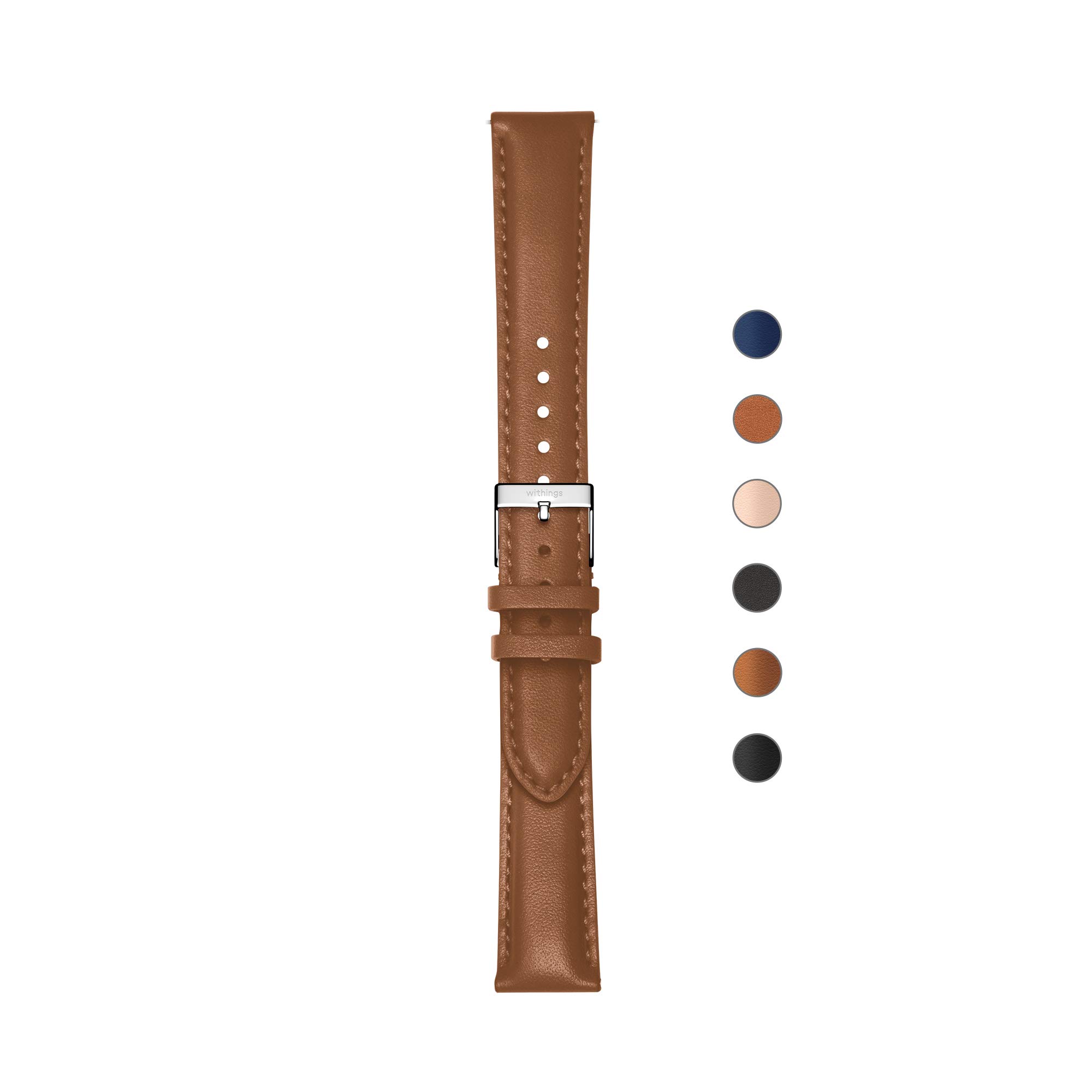 WITHINGS - Premium Leather Wristband for ScanWatch, Steel HR, HR Sport, Move ECG, Move