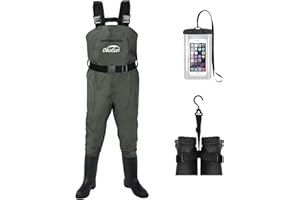 DikaSun Fishing Waders for Men & Women, Waterproof 2-Ply Nylon/PVC Chest Wader with Boots for Outdoor Sizes 4-13 Bootfoot