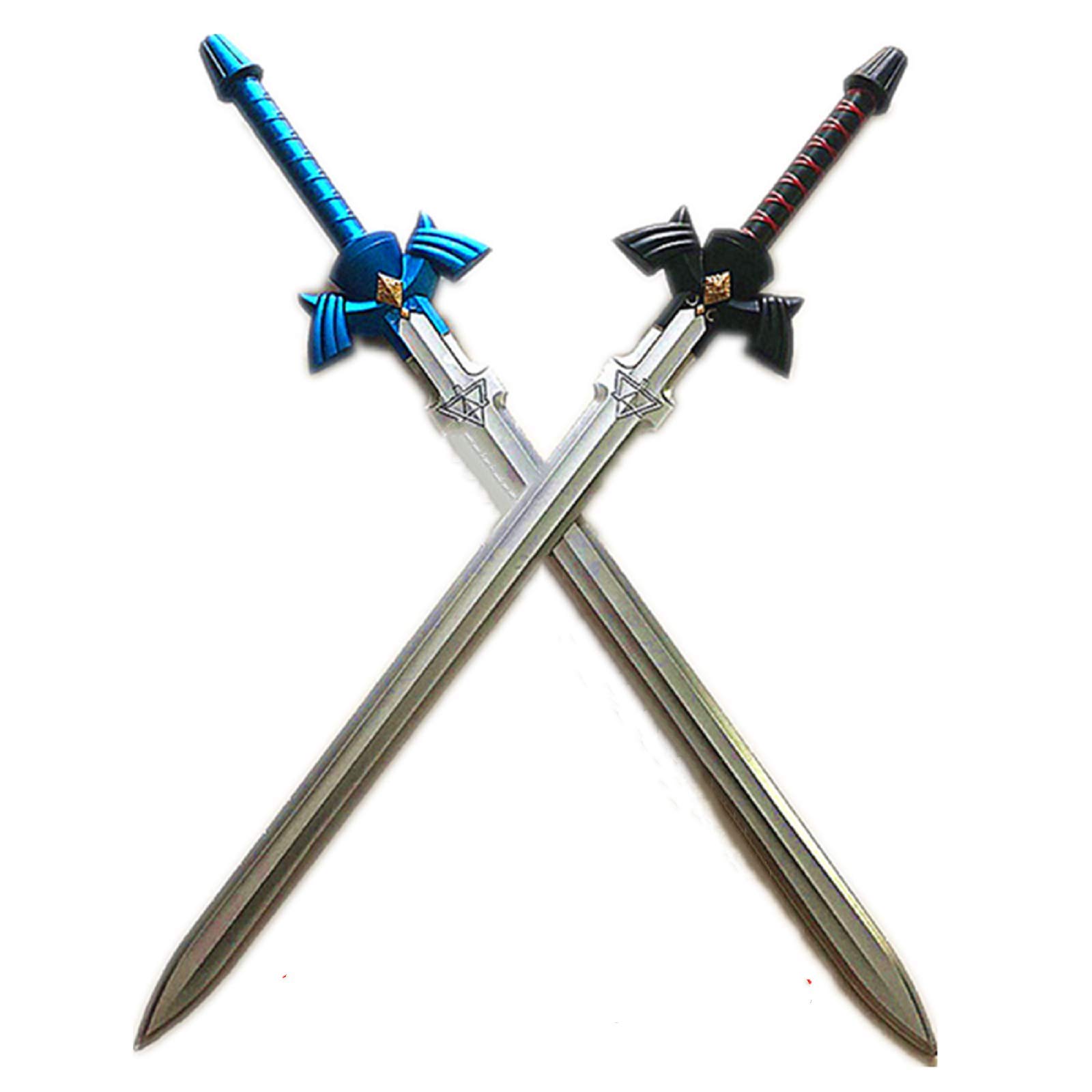 damdos Halloween Prop PU Foam for Zelda Cosplay Sword Link Skysword Kirito Kirigaya Sword Birthday Gifts (Black+Blue=2pcs)