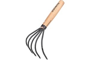 仁作 NISAKU Nisaku by Sun Joe NJP555 Kumade Gohondume 5 Tine Claw Rake and Cultivator 4.75-Inch Width, Japanese Carbon Stainless Steel Prongs