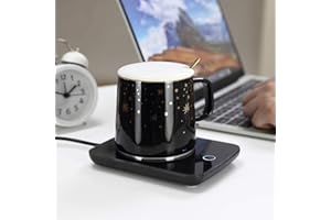 Misby Mug Warmer & Coffee Mug, Coffee Cup Warmer for Desk Auto On/Off Gravity-Induction Mug Warmer for Office Desk Use, Coffee Warmer Plate Keeps Coffee Beverage Tea Hot with Cup Lid