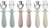 PandaEar 6 Pieces Baby Toddler Silicone Stainless Steel Utensils Silverware view 1