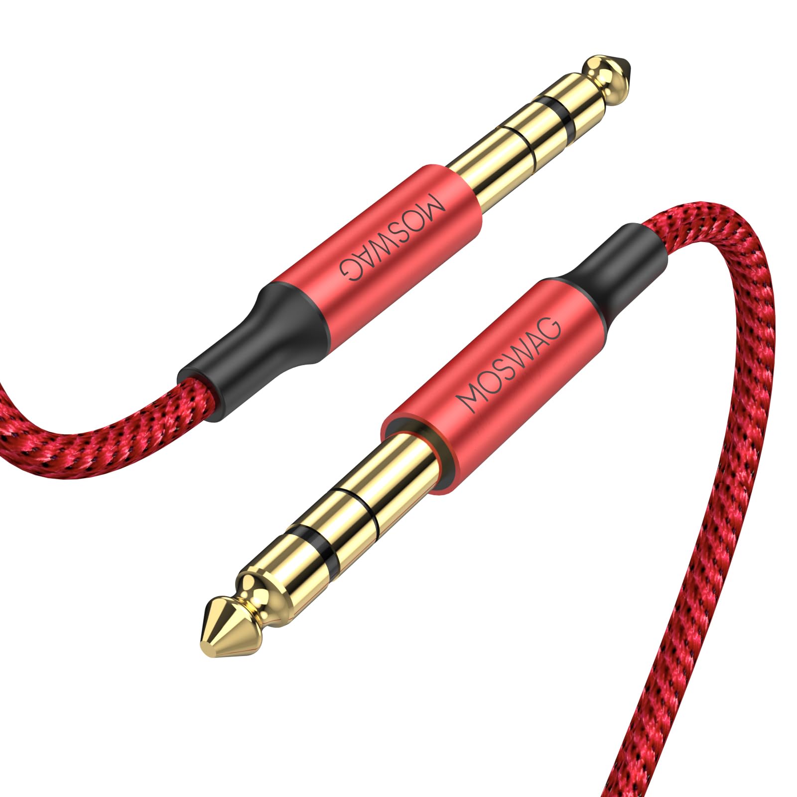 MOSWAG 1M TRS Audio Cable, 1/4" to 1/4" Balanced Interconnect, Nylon Braid, Compatible with Electric Guitar, Bass Guitar, Mixing