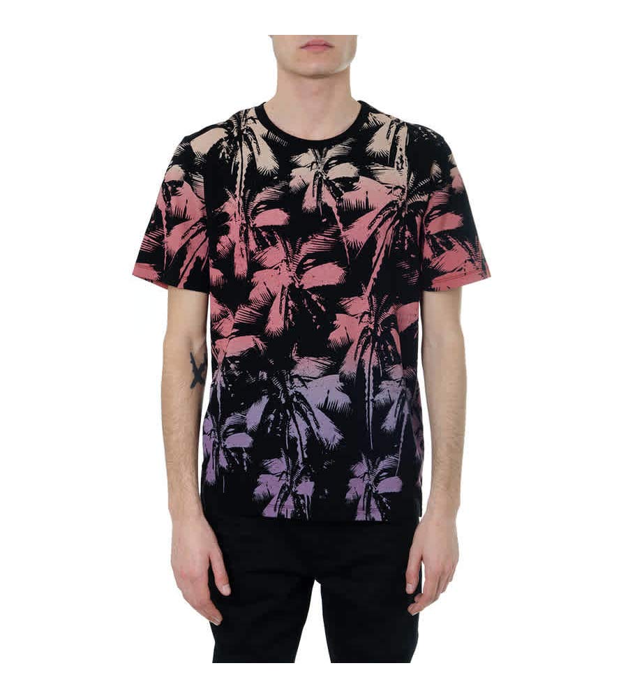 Saint Laurent Men's Black"Dip Dye" Palm T-Shirt, Brand Size Large