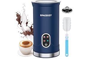 Spacekey Milk Frother, 4-in-1 Electric Frother for Coffee, 10.1oz/300ml Automatic Warm and Cold Foam Maker with Mute Mode, Temperature Control Milk Steamer for Latte, Easy to Clean