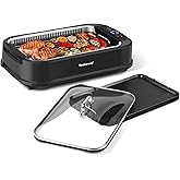 Techwood Indoor Grill Smokeless Grill, Electric Korean BBQ Grill with Glass Lid, Turbo Smoke Extractor Technology, Dishwasher