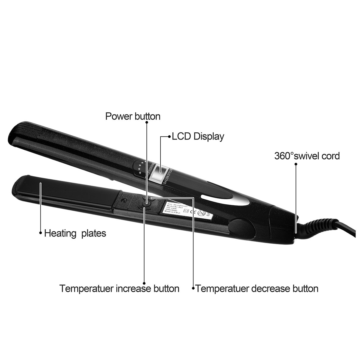 Professional Hair Straightener IYUT Ceramic Flat Iron For All Hair Styling With Auto Shut Off LED Digital Display,1.4 inch Plate