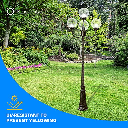 KastLite 6" Clear Acrylic Lamp Post Globe Smooth Textured with 3.14