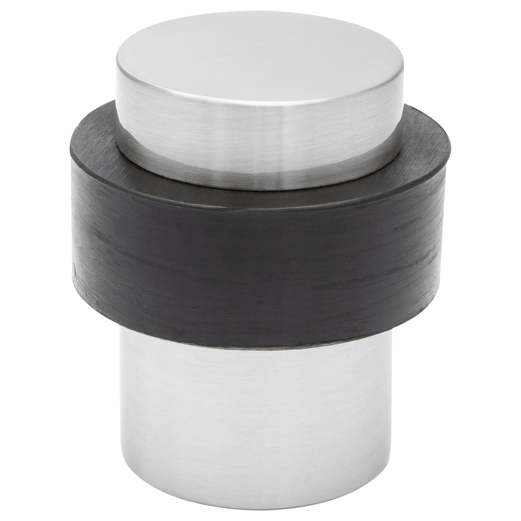 Wagner Doorstop Big Ben - Ø 36 x 42 mm, Design Buffer Made of satinised die-cast zinc + Soft Thermostatic Rubber, to be Screwed on Floors, mounting Material Included - 15505011