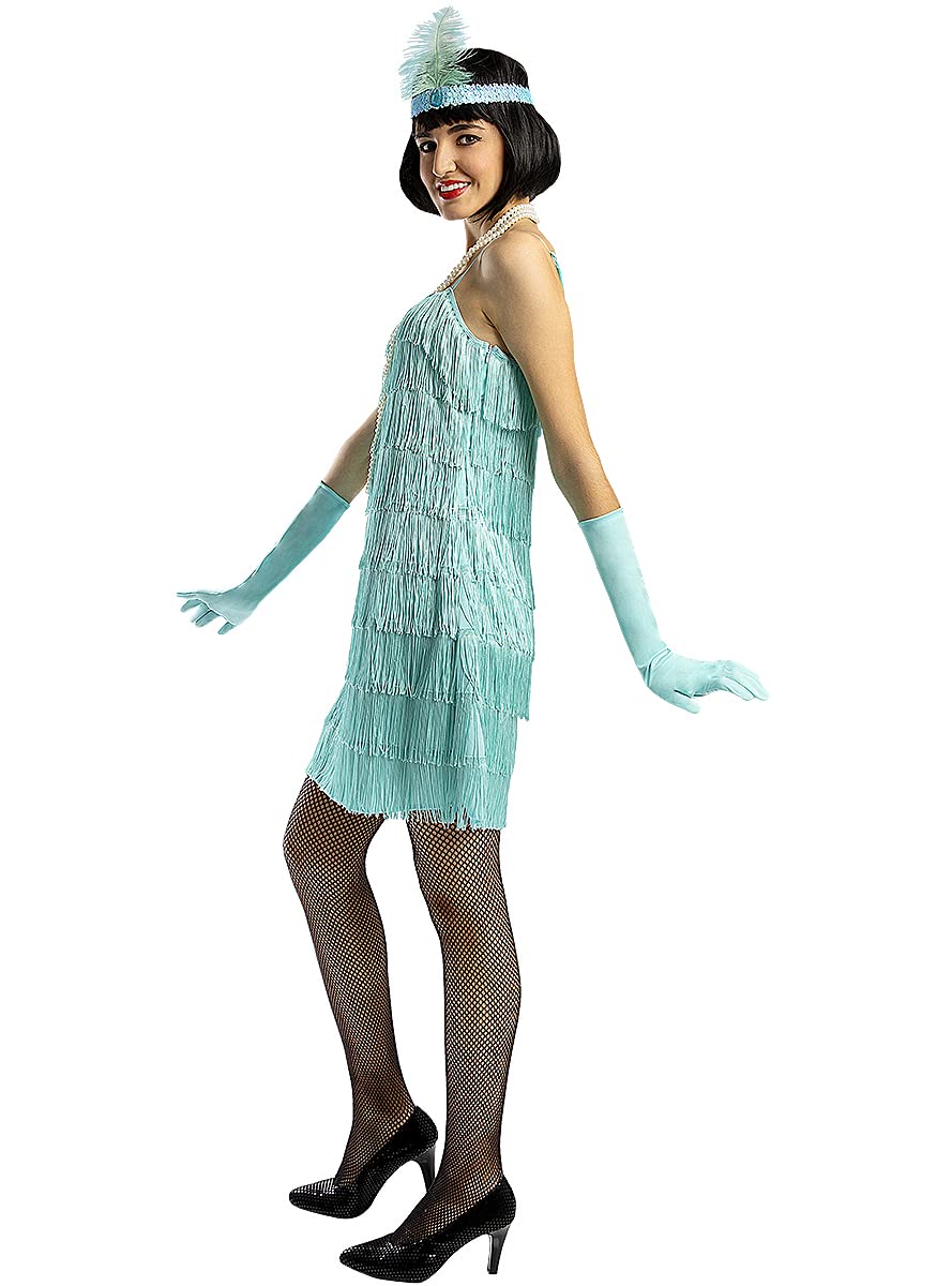 Funidelia | 1920s Flapper Costume in Blue for woman 20s, Cabaret, Gangster, Decades - Costumes for adults, accessory fancy dress & props for Halloween, carnival & parties - Size L - Blue
