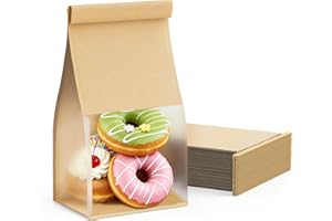 FireKylin Bakery Bags with Tin Tie Tab Lock 3.9"x3.1"x 8.2" Bread Bags for Homemade Bread Cookie Bags Good Choice Breads,Goodies,Baked,Goods and Cookie Packaging (50, Small)