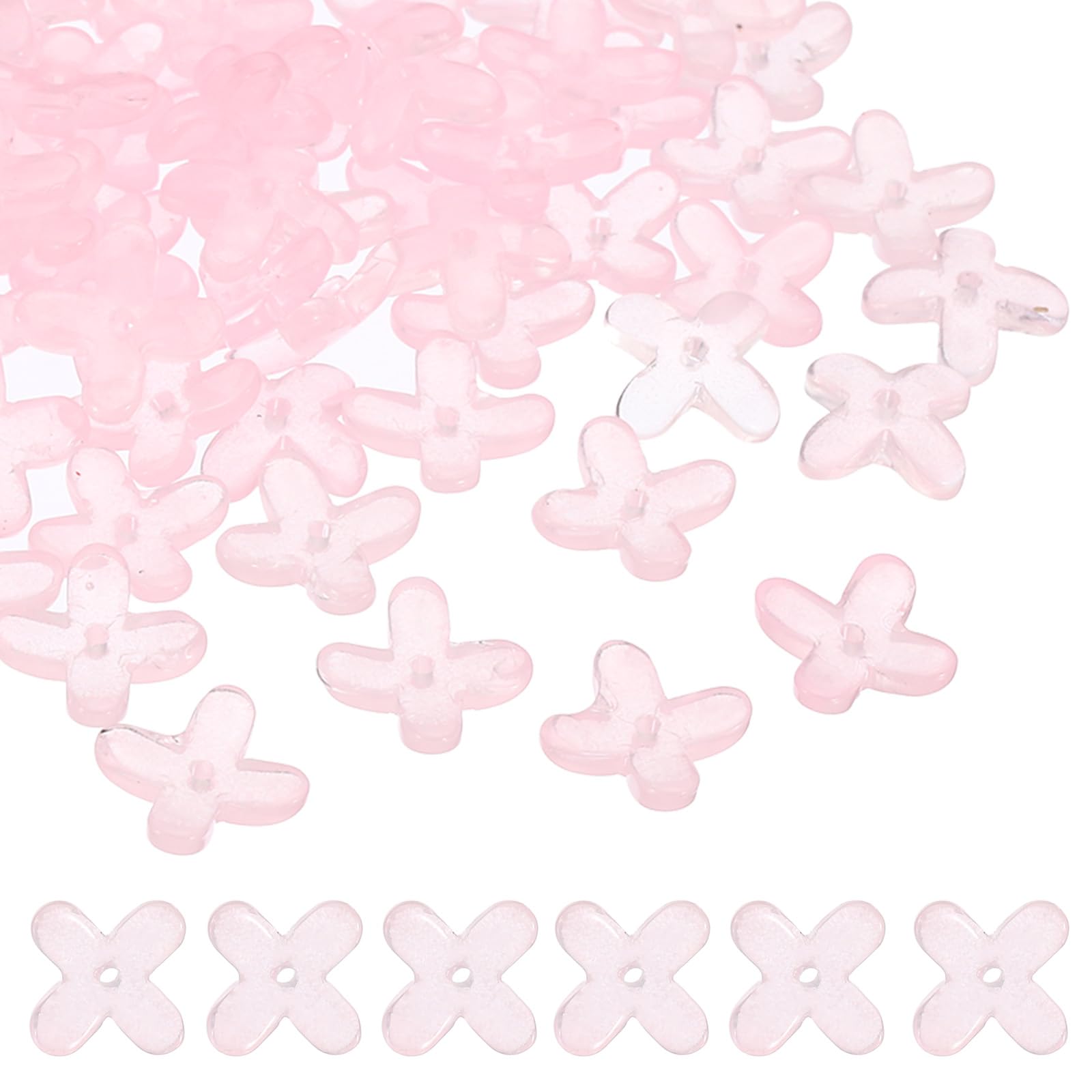 PATIKIL Flower Crystal Glass Beads, 100 Pack Flower Bead Handcrafted Glass Spacer Bead for Jewelry Making Bracelet Earring, Pink