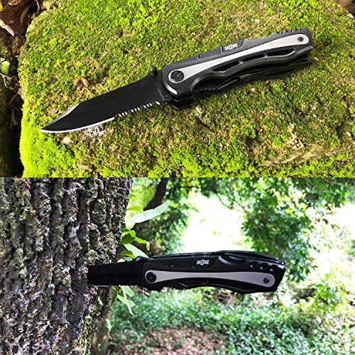 INONE 15-in-1 Multitool Repair tool Pocket Knife Utility Knife with Blades, Saw, Pliers, 9 Screwdriver Bits, Bottle/Can Opener Multi Tool for Outdoor, Car set, Home, Camping, Hiking, Fishing, Hunting - Thumbnail 6