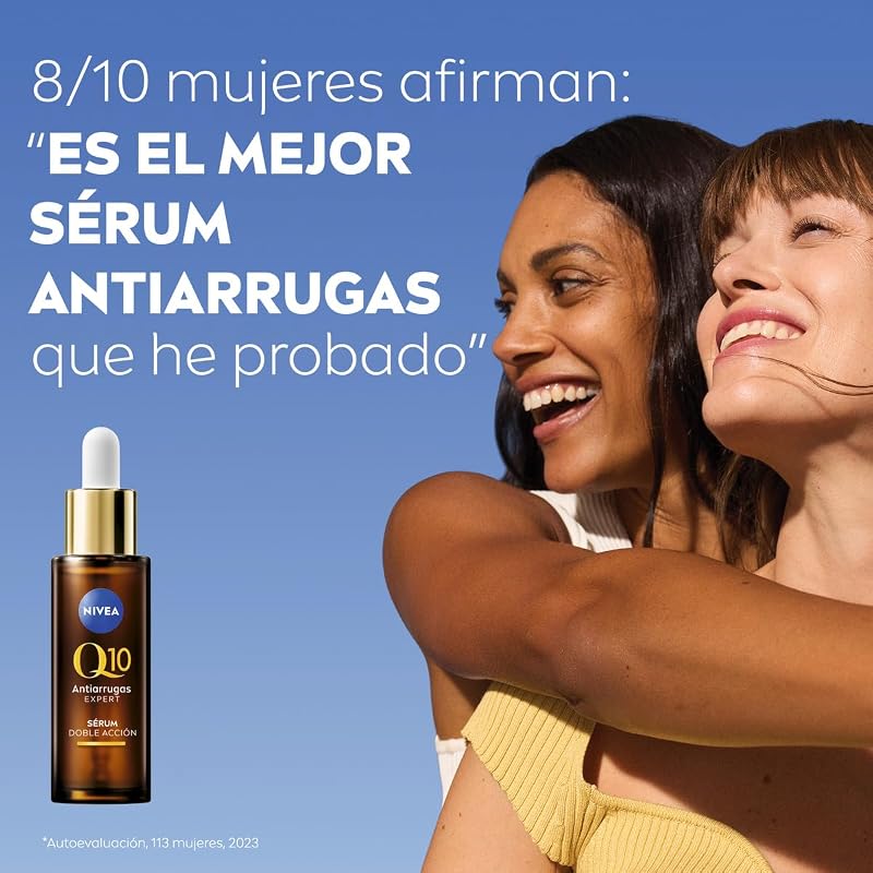 Q10 Antiarrugas Expert Sérum Doble Acción (30 ml) - Sérum Facial Antiedad, Tecnología Antiglicación, Bloquea Daños por Azúcares - Piel Seca, Mixta, Normal - 30 ml