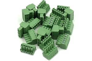 Hxchen 5-Pin 300V KF2EDGK 3.5mm Pitch PCB Screw Terminal Block Connector Green - (20 Pcs)