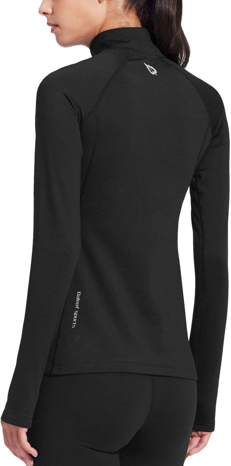 BALEAF Women's Thermal Fleece Half Zip Thumbholes Long Sleeve Running Pullover: Clothing