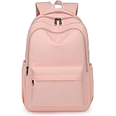 Cute College Backpack for School Aesthetic Backpack for Teen Girls Students Laptop Bag Large Capacity Bookbags Kids Travel Lightweight Backpacks for Casual Daypacks School Bag Solid Color(Pink)