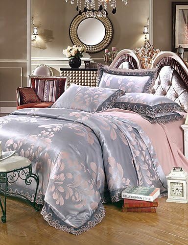 2016 MEIREN Dovet cover sets Tencel Fabric Modal Satin Jacquard Bedding Wedding Suite 4 Piece 1.5m-1.8m/2.0m bed Bedding Set , king-light brown , king-light brown