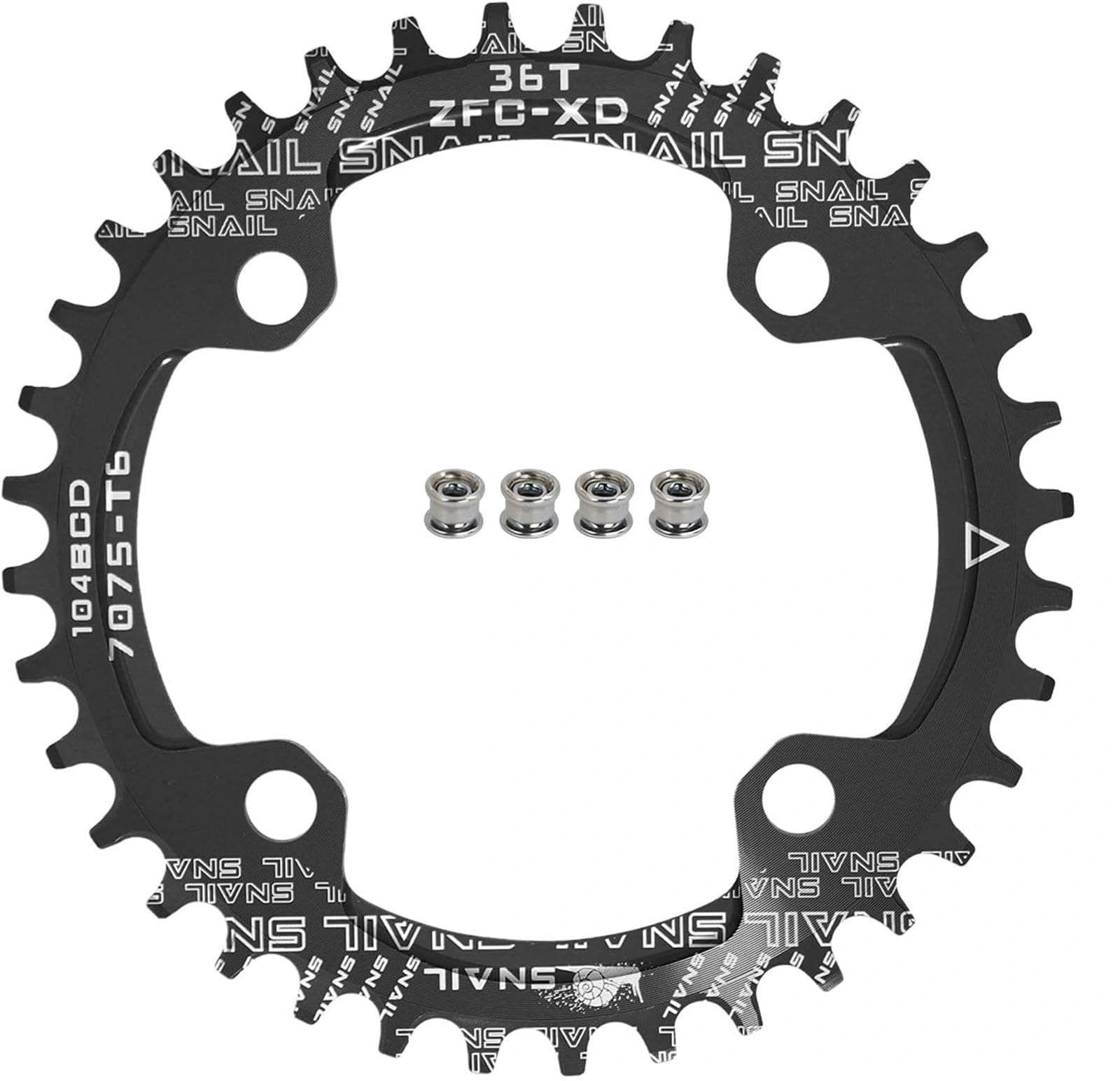 FOMTOR 104 BCD Chainring 36T 7-12 Speed Compatible CNC 7075 Aluminum Narrow Wide Tooth Round Chainrings for MTB/Road Bike Ebike Chainwheel Black