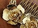 Alilang Golden Silvery Tone Metal Vintage Floral Rose Leaf Hair Pin Clip Comb, Gold