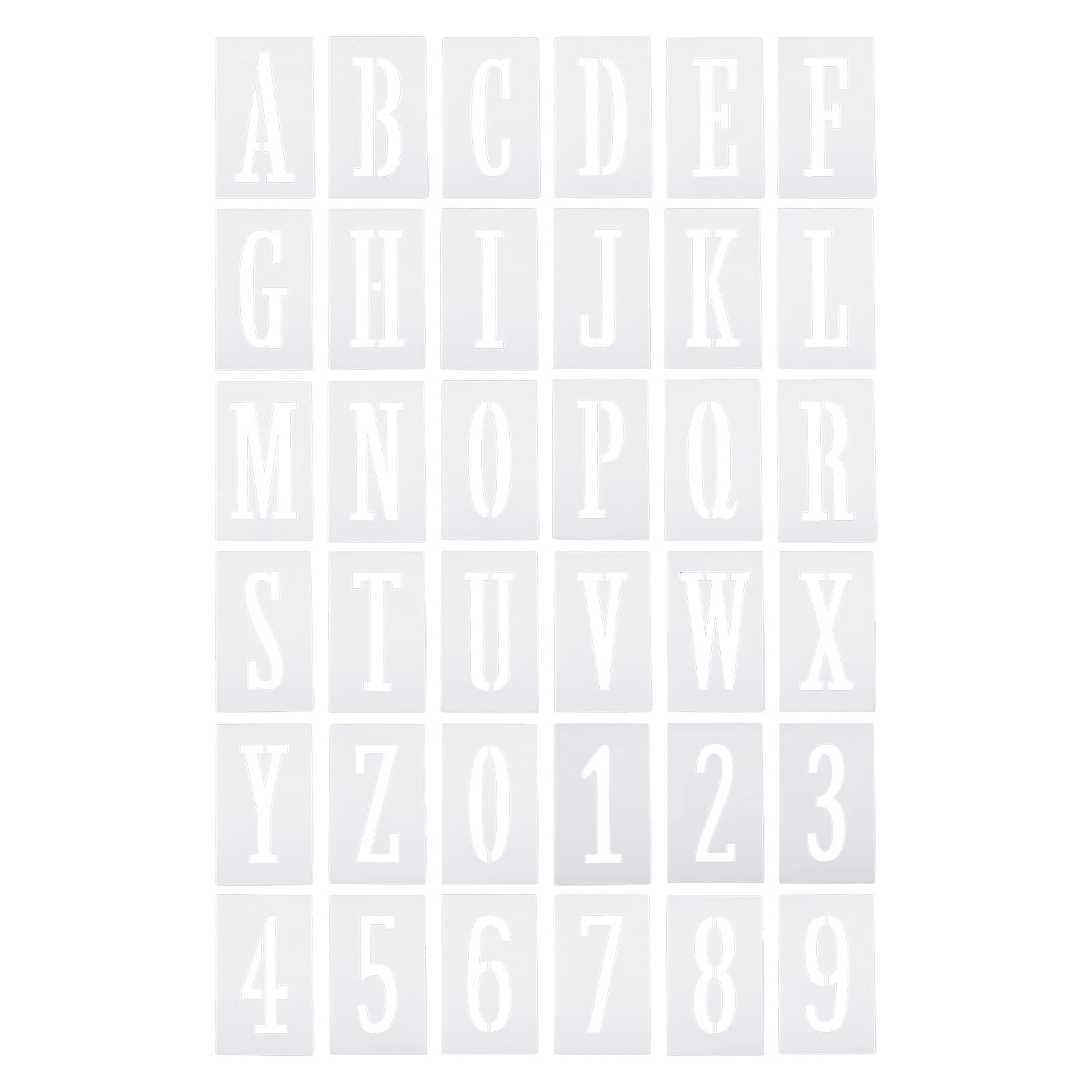 PATIKIL 4 Inch Letter Number Stencils, 36 Pack 3" Width Reusable Plastic Alphabet Numbers Templates Set for Painting, White