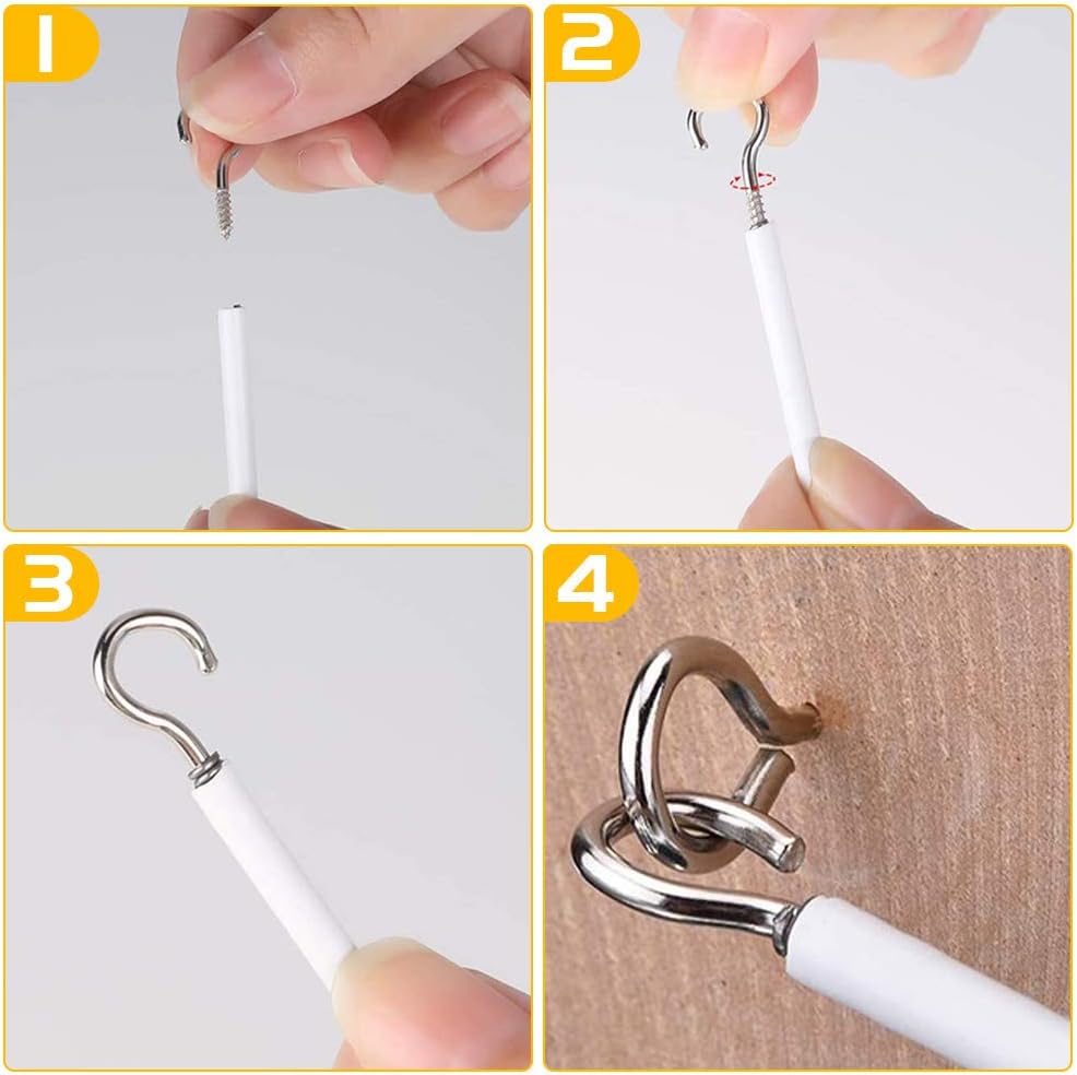 XCOZU Curtain Wire with Self-adhesive Hooks, Net Curtain Wire, Net Curtain Wire and Hook Set - Image 4