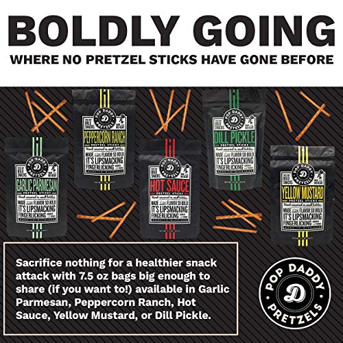 Pop Daddy - Pretzel Sticks - Resealable Bags Perfect for Snacking - Seasoned in Small Batches - Non-GMO - Family Owned and Operated in the USA - All-Natural - 6 Pack