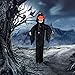 Halloween Haunters Animated Hanging Life-Size Scary Zombie Skull Reaper Speaking with Moving Arms Prop Decoration - Evil Skeleton Face with Red Light Up Eyes - Haunted House Graveyard Party Display