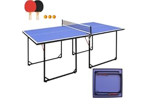 LSKSSNG 4.5/6ft/9ft Mid-Size Portable Ping Pong Tables Set, Foldable Table Tennis Table with Net,2 Paddles & 3 Balls, Professional MDF Tables for Indoor/Outdoor Multi-Use Free Standing Ping Pong Table