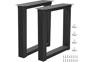Rioychan 16 Inch Metal Bench Coffee Table Legs, Heavy Duty Desk Legs Chair Legs,Black Metal End Table Legs, DIY Furniture Legs with Adjustable Protector Feet (H16” x W11.8”, Set of 2)