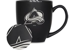 Rico Industries NHL Hockey 15oz Matte Black Ceramic Bistro Mug