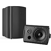 STUDIOFINIX 6.5 Inches Indoor Outdoor Bluetooth Speakers Waterproof Wired Wall Mount Active Speakers 400 Watt for Patio Garage,Deck,Backyard (Black)