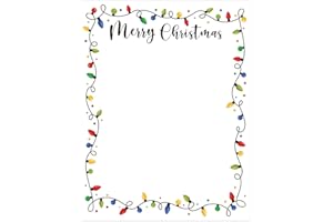 GENERIC AnyDesign 80Pcs Christmas Stationery Paper Colorful Xmas Light Bulb Border Letterhead Decorative Writing Paper Letter for Notes Greeting Cards Invitations Office School Printing, 8.5 x 11 In