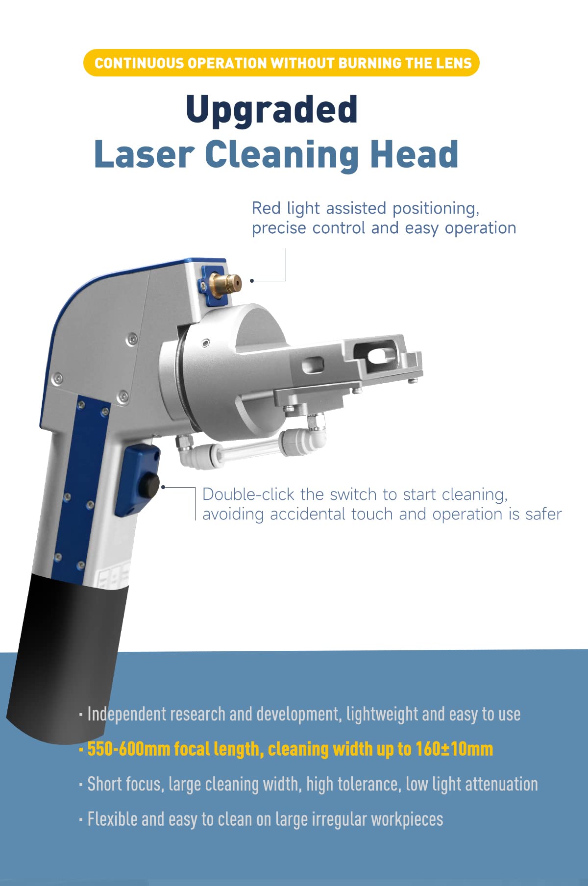 US Stock LYXC Compact Design Laser Cleaning Machine MAX 2000W Laser Cleaner Machine for Rust Removal CW Fiber Laser Cleaning Machine for Metals with Paint Oil Dirt Stains Coating Remover