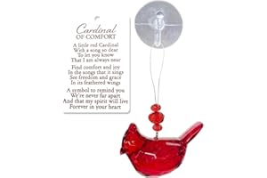 ELSKANDI Cardinal of Comfort Visitor from Heaven Sympathy Gift Set Memorial Cardinal Gifts Bereavement Gifts Remembrance Gift for Loss of Father, Mom, Sister - Red Bird Crystal Window Décor